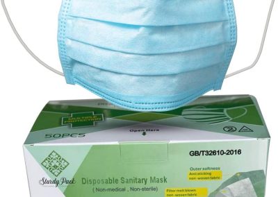 Face Mask 3Ply Disposable for Adults, Blue Color (50 Pcs.)